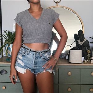 VINTAGE• Short sleeve gray sweater